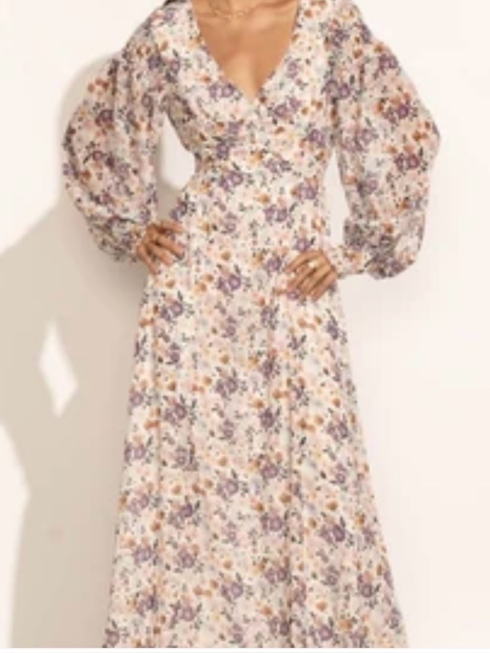 bohme Floral Maxi Dress in Lavender Purple and Cream